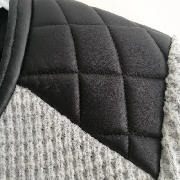 IRO Ceylona Knit Wool Zip Front Blazer with Lamb Leather Shoulders 42 FR (10 US) - Picture 8 of 16